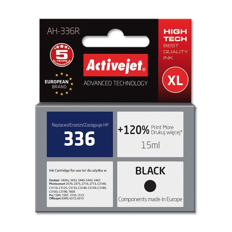 Activejet AH-336R Ink (replacement for HP 336 C9362EE; Premium; 15 ml; black) (AH-336R)