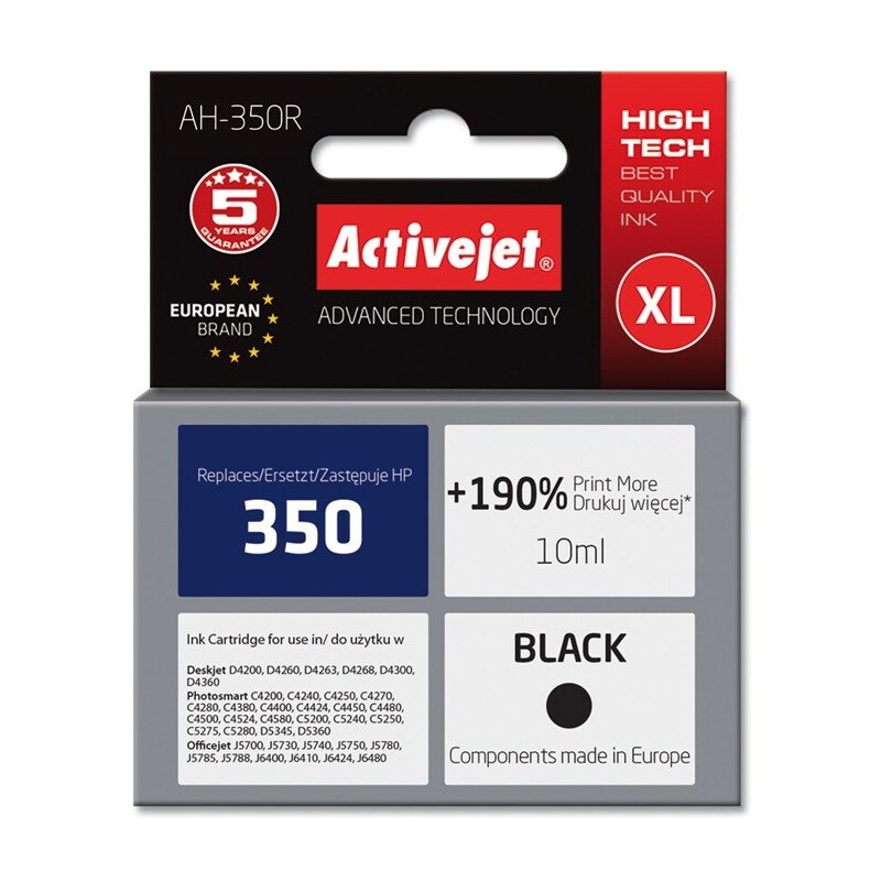 Activejet AH-350R ink (replacement for HP 350 CB335EE; Premium; 10 ml; black) (AH-350R)