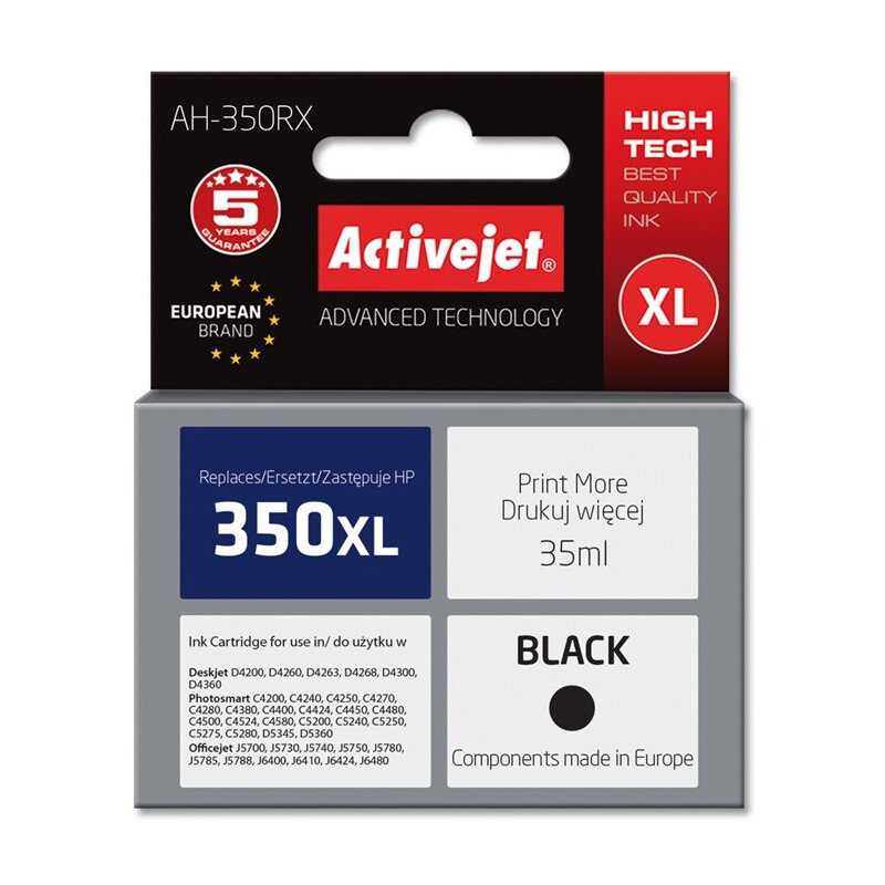 Activejet AH-350RX Ink (replacement for HP 350XL CB336EE; Premium; 35 ml; black) (AH-350RX)