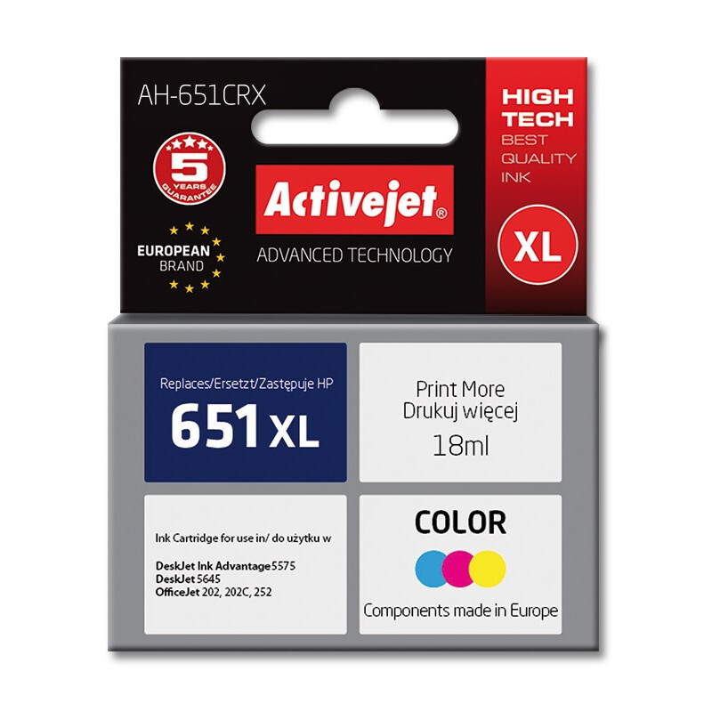 Activejet AH-651CRX ink (replacement for HP 651 C2P11AE; Premium; 18 ml; color) (AH-651CRX)