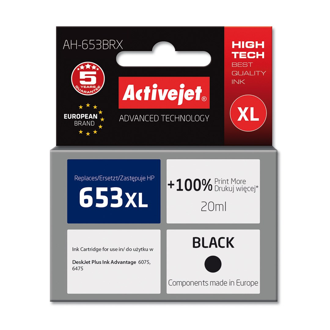 Activejet AH-653BRX ink (replacement for HP 653XL 3YM75AE; Premium; 720 pages; black) (AH-653BRX)