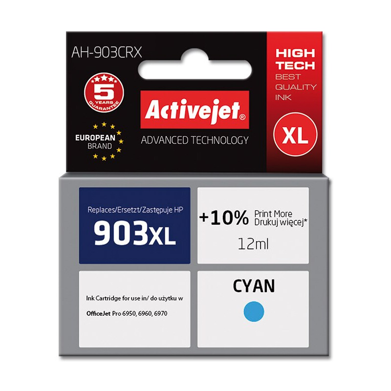 Activejet AH-903CRX ink (replacement for HP 903XL T6M03AE; Premium; 12 ml; cyan) (AH-903CRX)