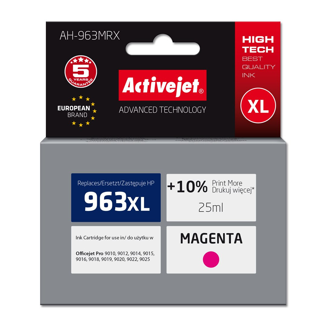 Activejet AH-963MRX Ink (replacement for HP 963XL 3JA28AE; Premium; 1760 pages; 25 ml, magenta) (AH-963MRX)