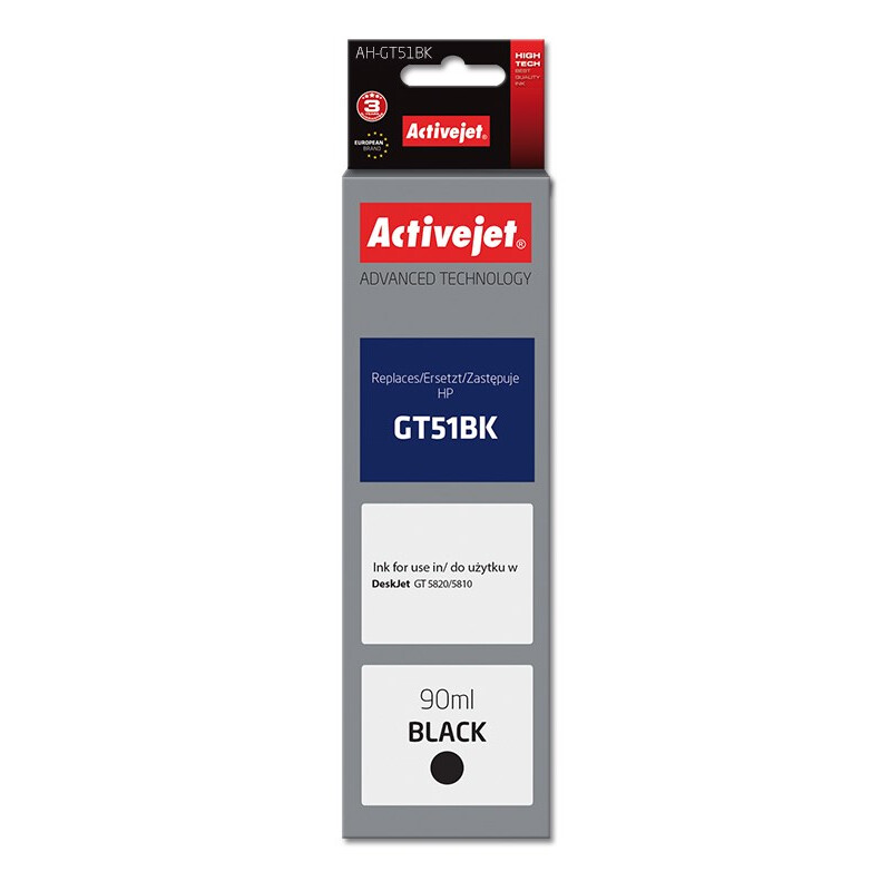 Activejet AH-GT51Bk ink (replacement for HP GT-51BK M0H57AE; Supreme; 90 ml; black) (AH-GT51Bk)