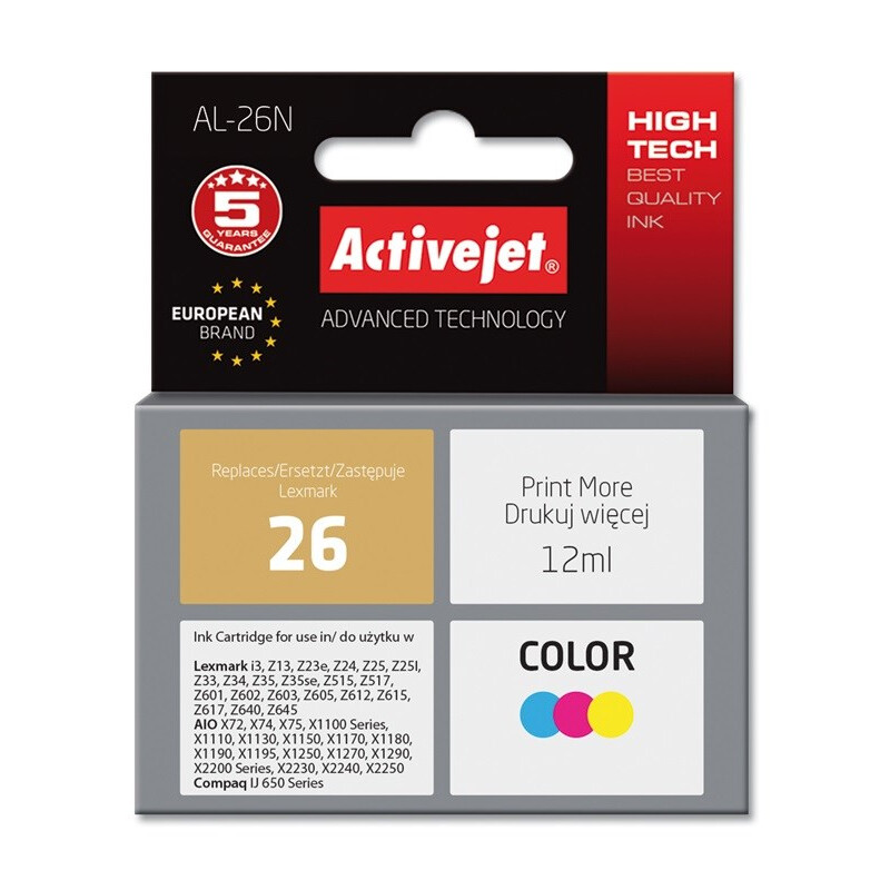 Activejet AL-26N Ink (replacement for Lexmark 26 10N0026; Supreme; 12 ml; color) (AL-26N)