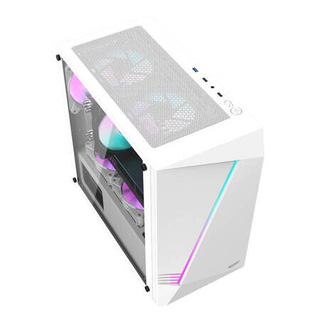 Datoru korpuss DarkFlash Aigo AL390 Middle Tower + RGB fan white (AL390 White) - foto 4