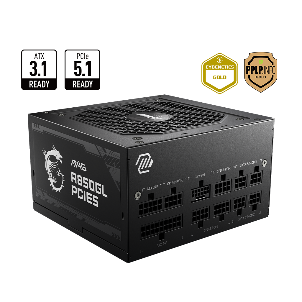 Barošanas bloks MSI MAG A850GL 850W PCIE5 II (306-7ZP8D11-CE0) - foto 3