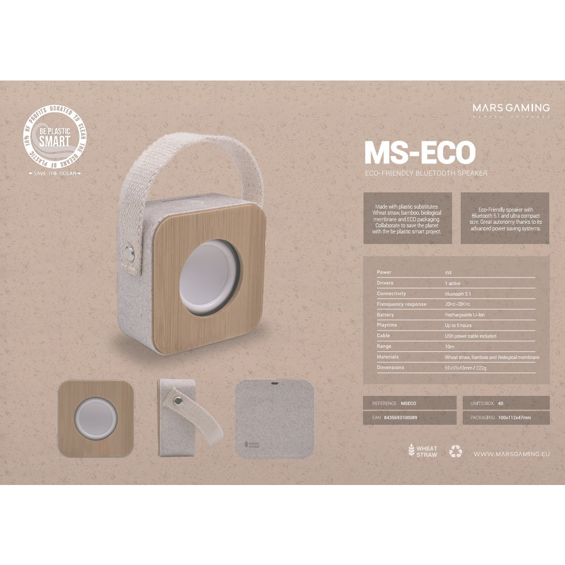 Pārnēsājama akustika Mars Gaming MSECO Beige - foto 2