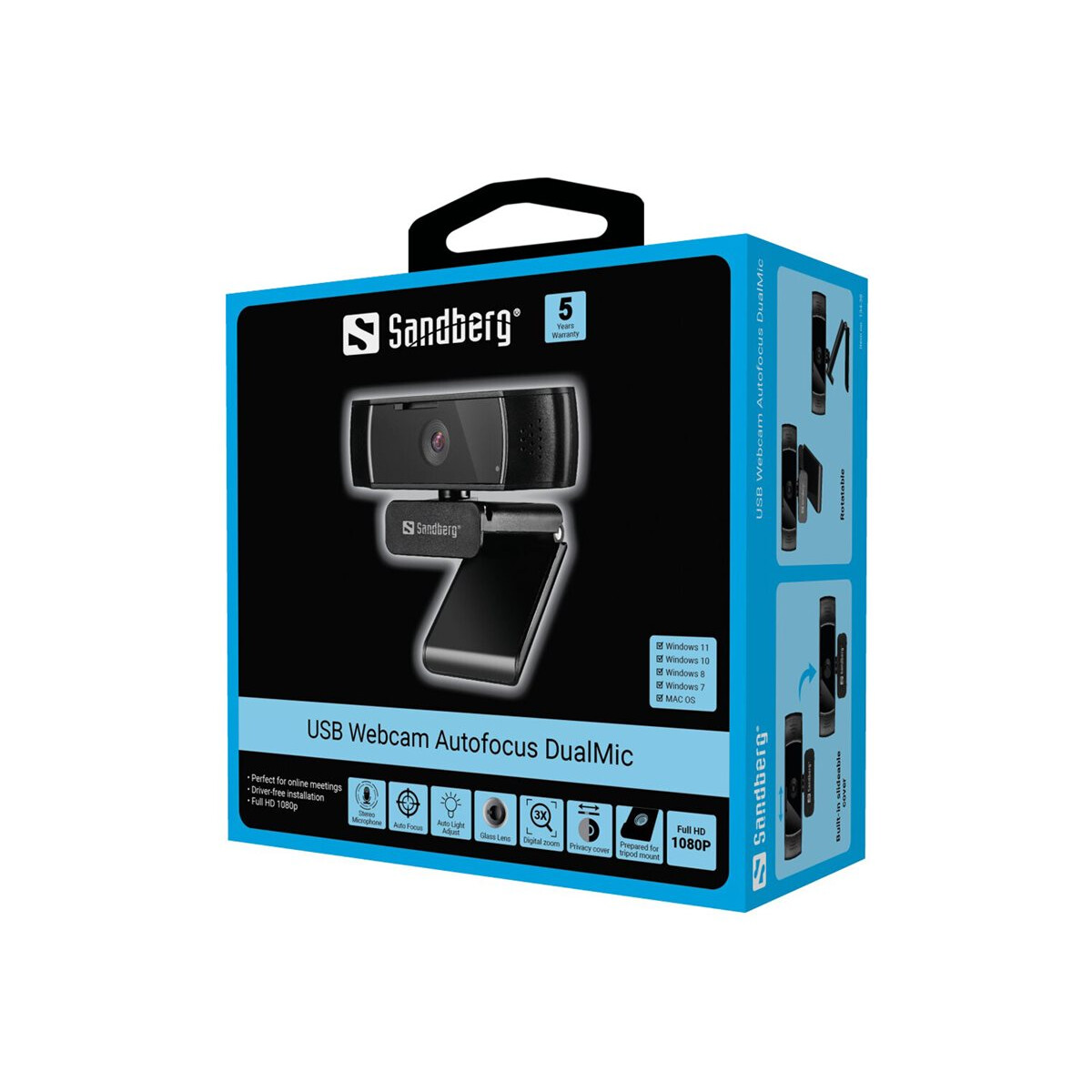 Web kamera SANDBERG USB Webcam Autofocus DualMic (134-38) - foto 2