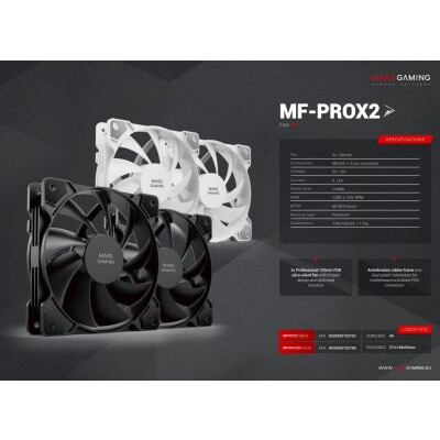 Korpusa dzesētājs Mars Gaming MFPROX2W 2X120mm White - foto 3