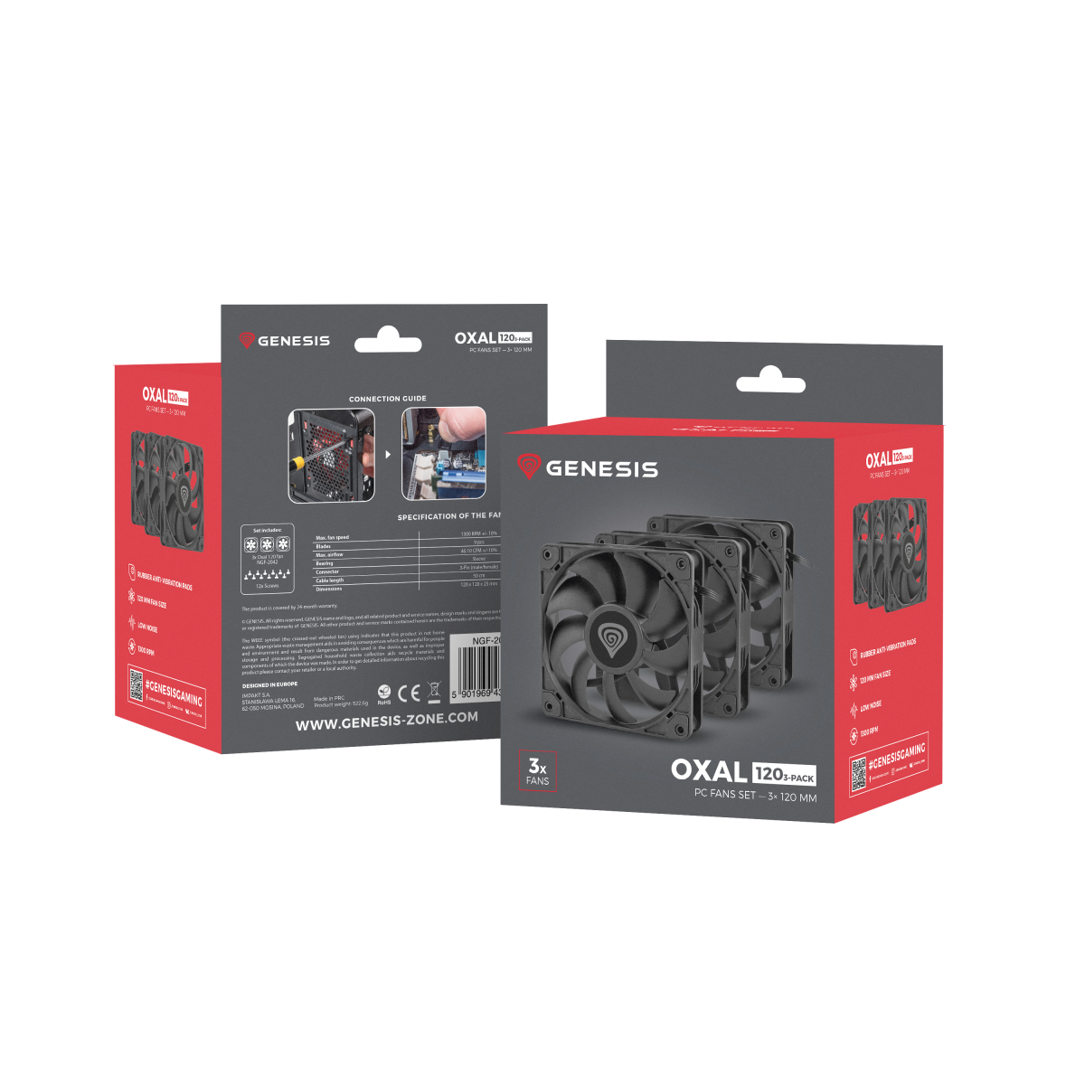 Korpusa ventilatori Genesis Oxal 120 kit of 3 (NGF-2043) - foto 2