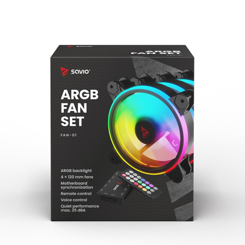 Korpusa dzesētājs SAVIO FAN-01 4-pack - foto 2