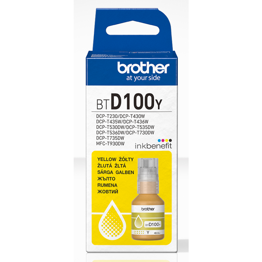 BROTHER BTD100Y YELLOW INK BOTTLE - 5000 PAGES