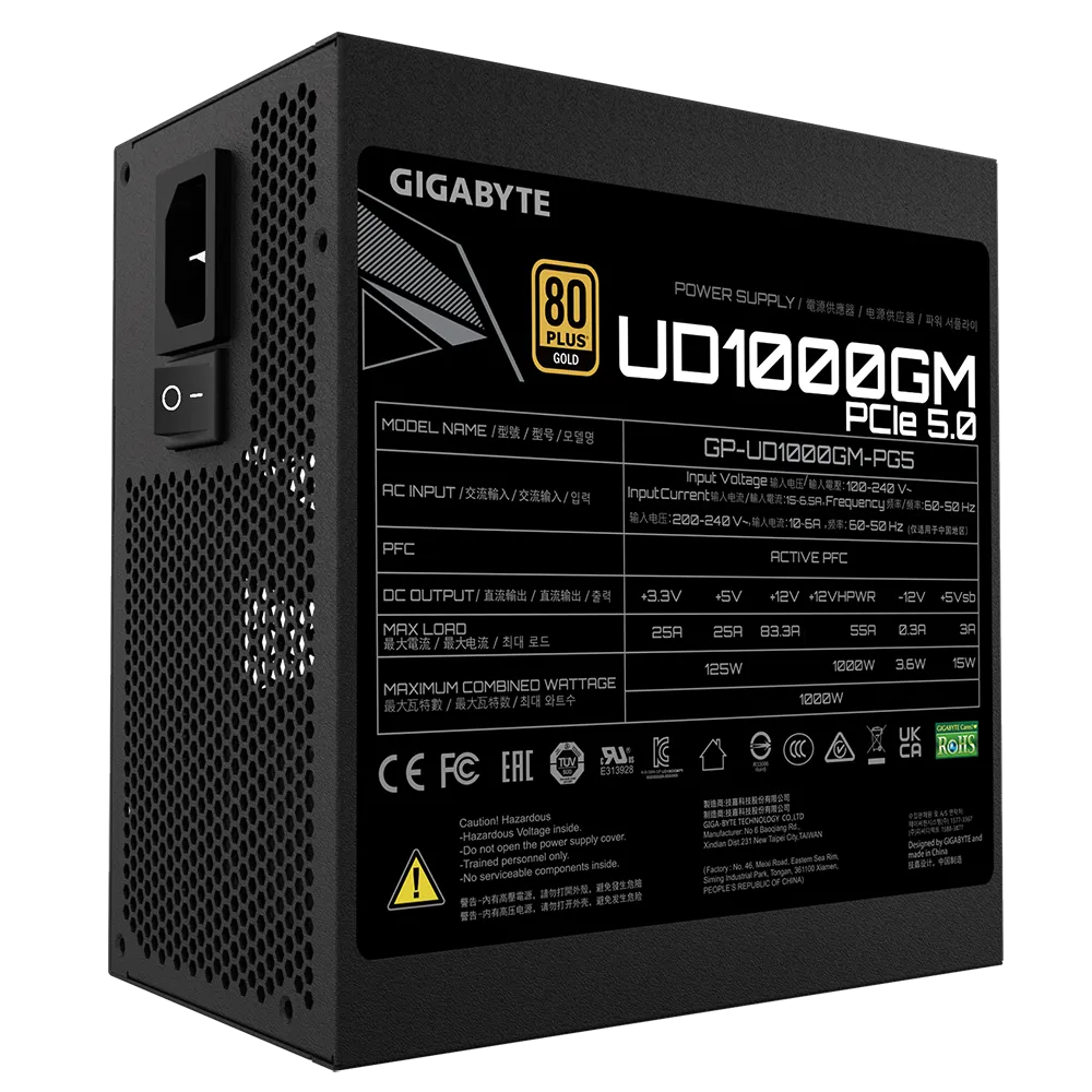 Barošanas bloks Gigabyte GP-UD1000GM PG5 V2 1000W Black - foto 5