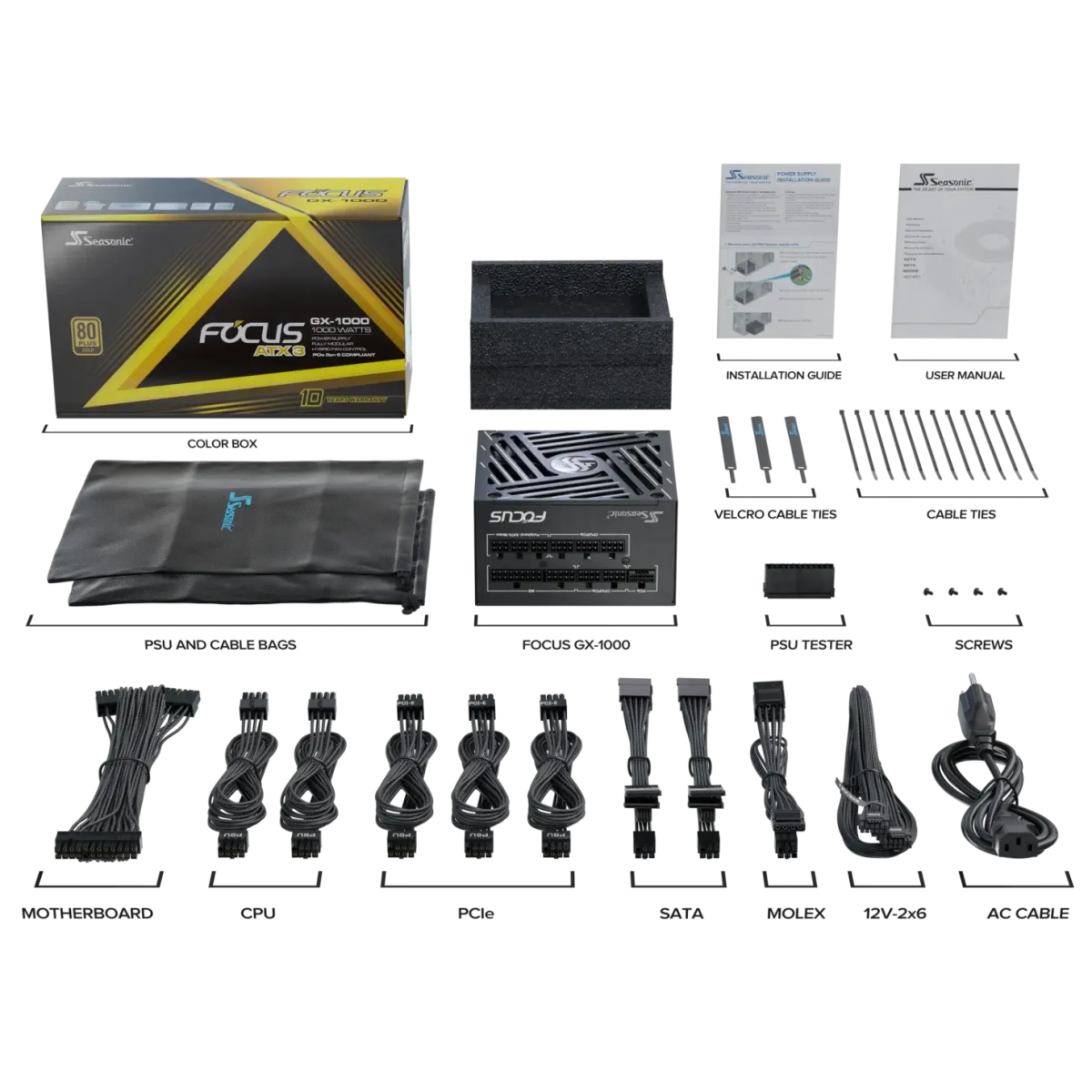 Barošanas bloks SEASONIC FOCUS GX 1000W (FOCUS-GX-1000-V4) - foto 10