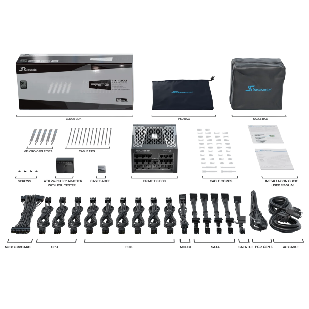 Barošanas bloks SEASONIC PRIME TX 1300W (PRIME-TX-1300-ATX30) - foto 10