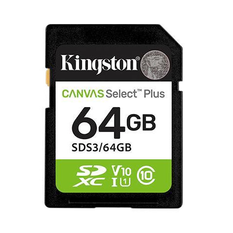 Atmiņas kartes Kingston’s Canvas Select Plus SD  SDS3/64GB