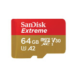 Atmiņas kartes SanDisk Extreme microSDXC 64GB for Action Cams and Drones + SD Adapter (SDSQXAH-064G-GN6AA)