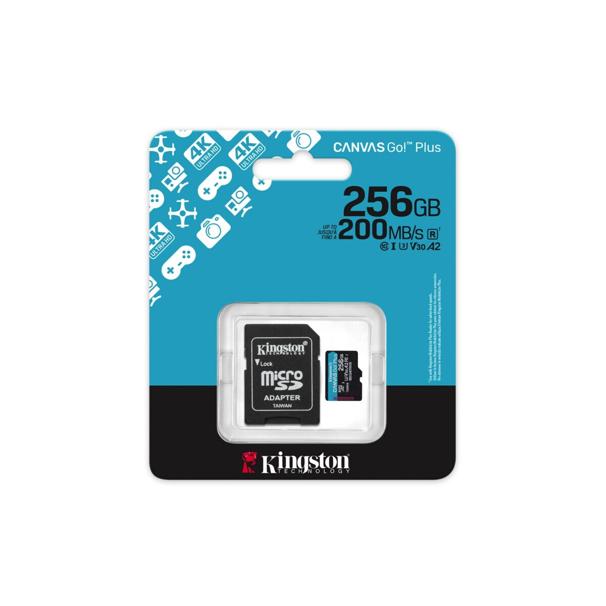 Atmiņas kartes Kingston Technology 256GB microSDXC 200MB/s Card + Adapter Black (SDCG4/256GB) - foto 2