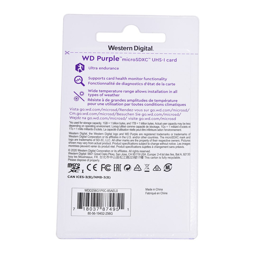 Atmiņas kartes Western Digital WD Purple SC QD101 256GB MicroSDXC Black (WDD256G1P0C-85AEL0) - foto 2