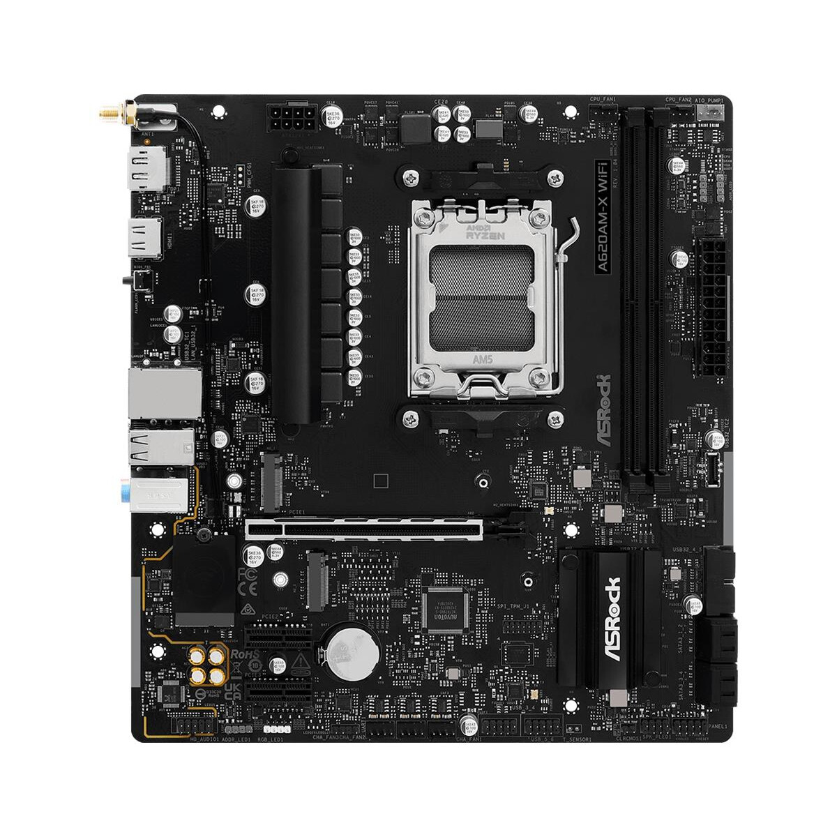 Pamatplate ASROCK Mainboard AMD A620 SAM5 Micro-ATX Memory DDR5 (A620AM-X WIFI) - foto 2