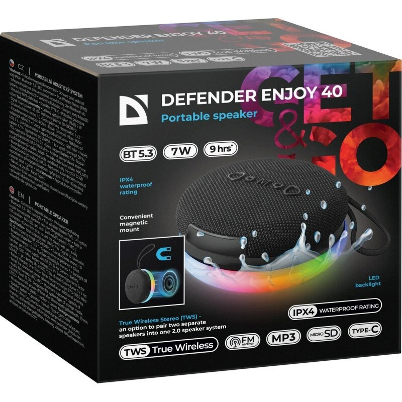 Pārnēsājama akustika DEFENDER SPEAKER ENJOY 40 7W Black (65141) - foto 3