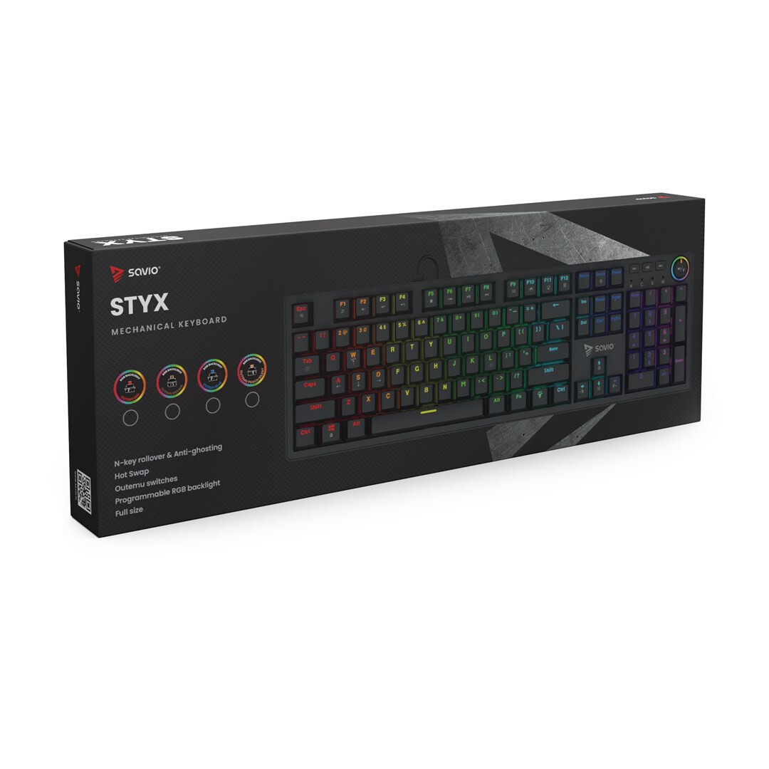 Tastatūra SAVIO STYX RGB Black (STYX PEACH SILENT) - foto 3