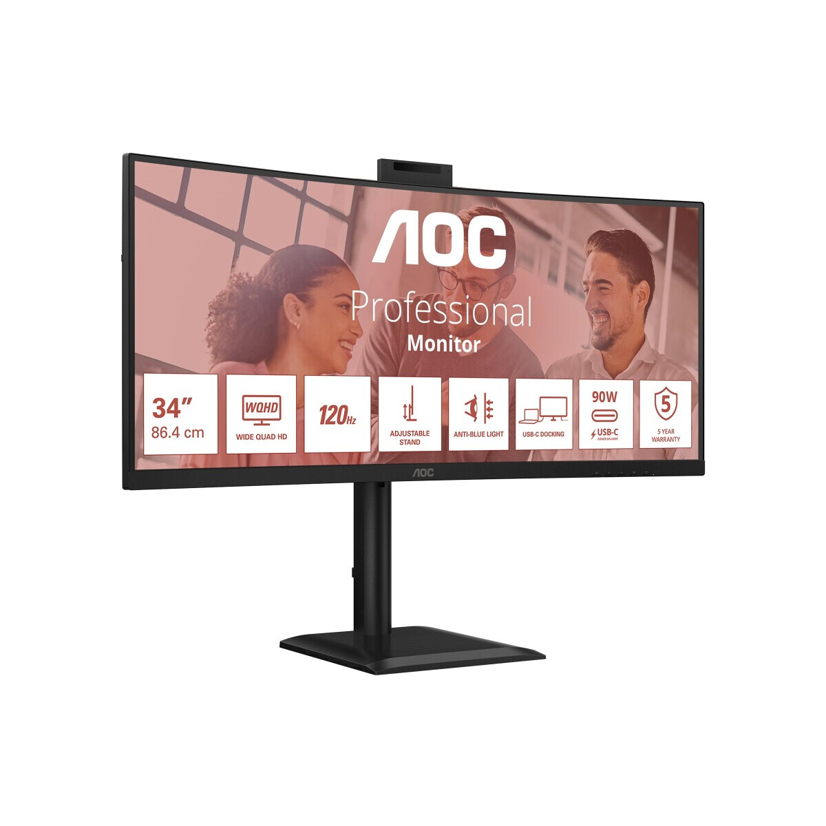 Monitors AOC CU34E4CW 34 BLACK - foto 2