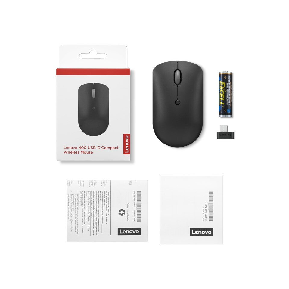 Pele Lenovo 400 Wireless 2400 DPI Black (GY51D20865) - foto 3