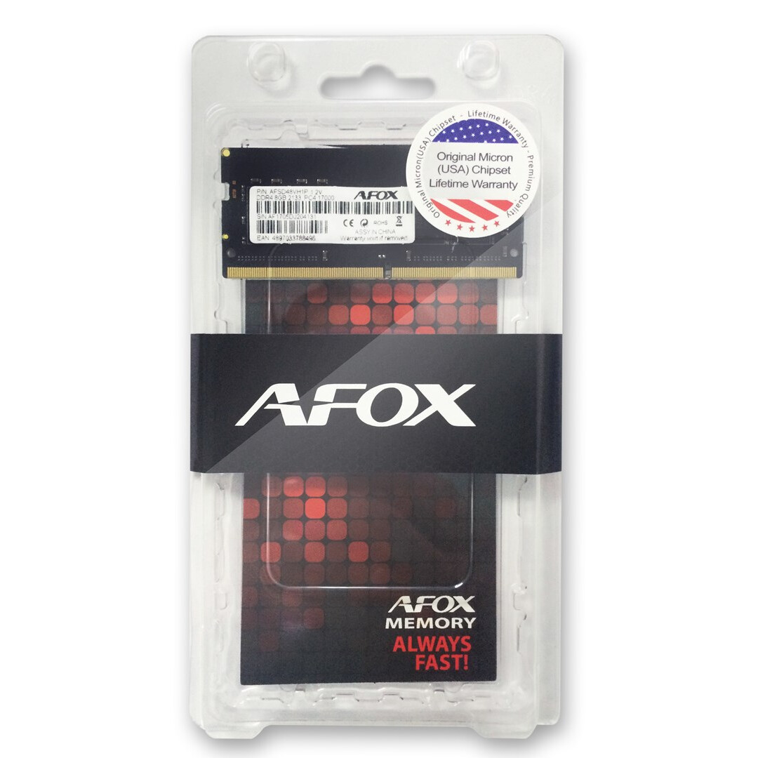 Operatīvā atmiņa AFOX SO-DIMM DDR4 8GB Black (AFSD48EK1P)