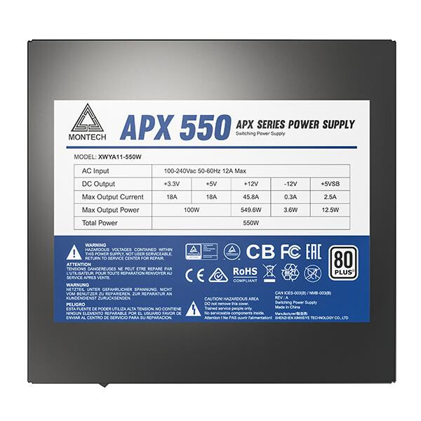 Barošanas bloks Montech APX 550 550W Black (APX550)