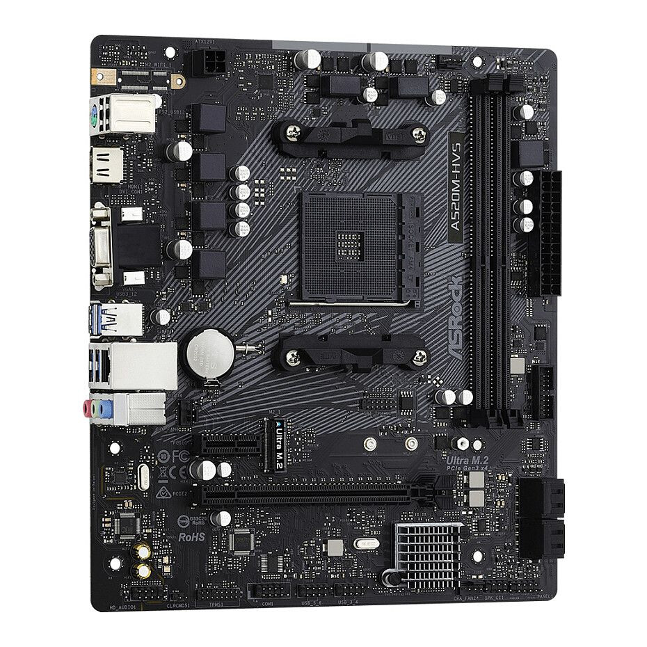 Pamatplate ASRock A520 A520M-HDV Black (90-MXBE60-A0UAYZ) - foto 2