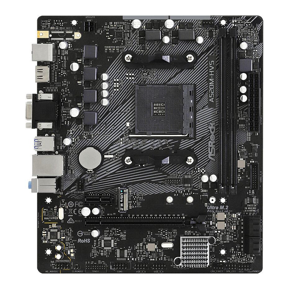 Pamatplate ASRock A520 A520M-HDV Black (90-MXBE60-A0UAYZ) - foto 4
