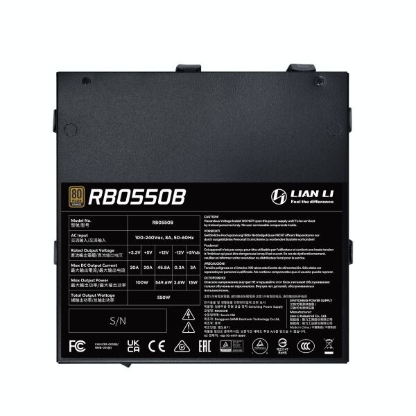 Barošanas bloks Lian Li RB 550W Black (RB0550B.B EU) - foto 3