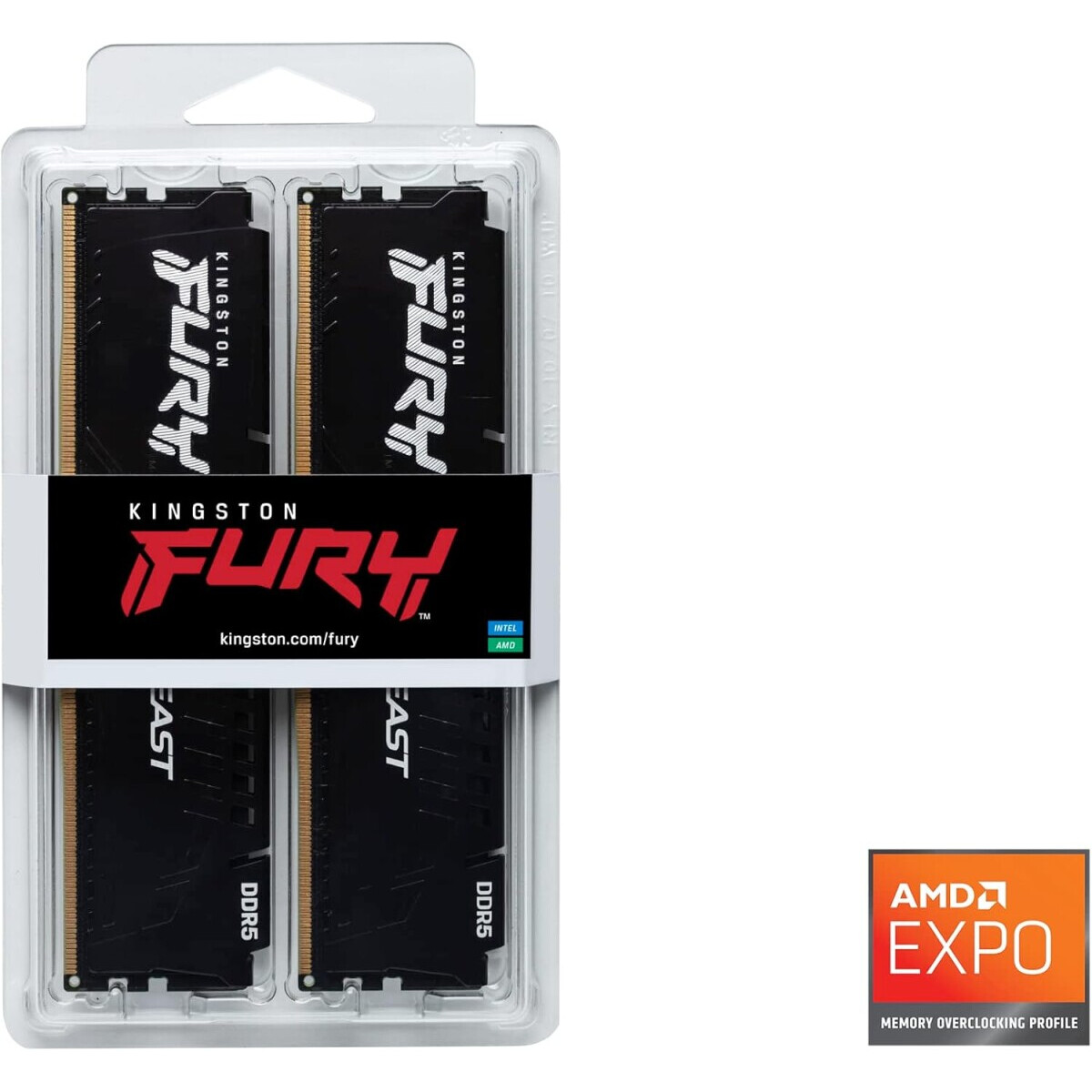 Operatīvā atmiņa RAM Kingston Fury Beast 32GB 2x16GB DIMM DDR5 Memory Kit 5600MHz CL36 Black (KF556C36BBEK2-32) - foto 3