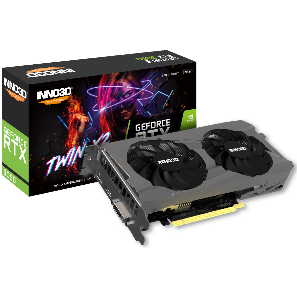 Videokarte INNO3D GEFORCE RTX 3050 TWIN X2 V2  6GB GDDR6 Grey (N30502-06D6-1880VA60)