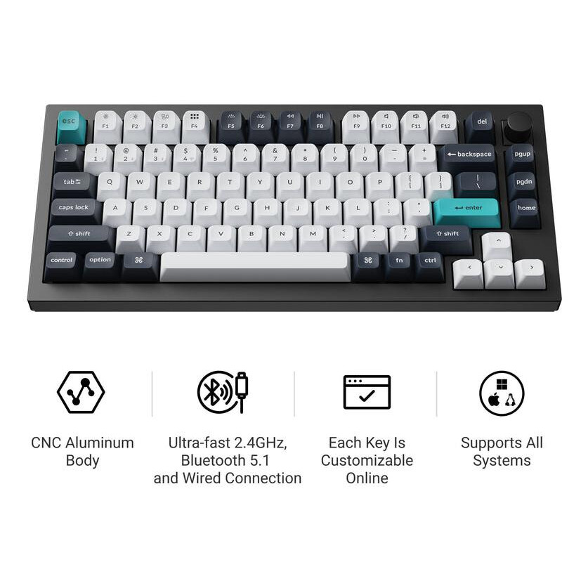 Tastatūra KEYCHRON WRL Q1 MAX RGB/CARBON BLACK (Q1M-M4) - foto 2