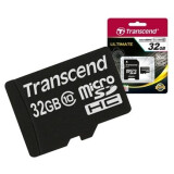 Carte mémoire 32GB MicroSD Transcend + SD adapter (TS32GUSDHC10)