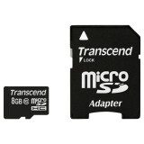 Carte mémoire 8GB MicroSD Transcend + SD adapter (TS8GUSDHC10)