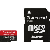 La carte mémoire 128Gb MicroSD Transcend + SD adapter (TS128GUSDU1)