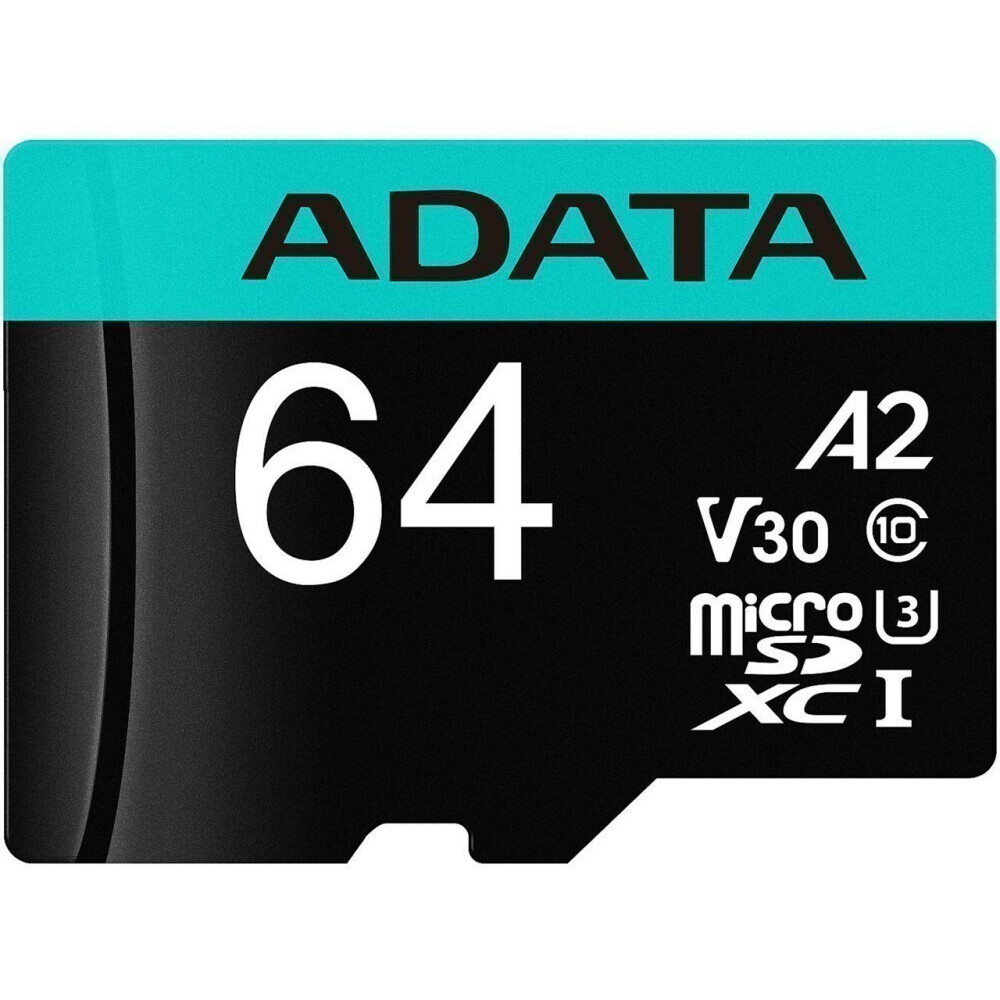 Carte mémoire 64GB MicroSD ADATA + SD adapter (AUSDX64GUI3V30SA2-RA1)