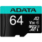 Carte mémoire 64GB MicroSD ADATA + SD adapter (AUSDX64GUI3V30SA2-RA1)