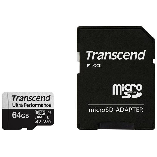 Carte mémoire 64GB MicroSD Transcend + SD adapter (TS64GUSD340S) - Foto 2