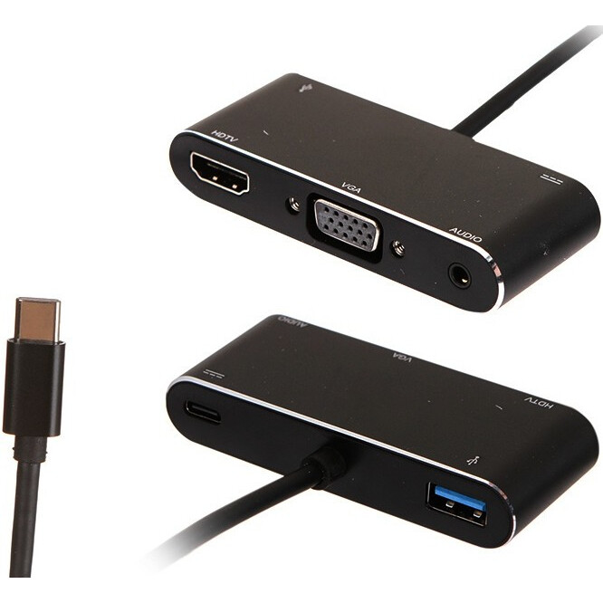 Pārejas savienojums USB Type-C - HDMI/VGA/USB/USB-C/Audio, ATCOM AT2810