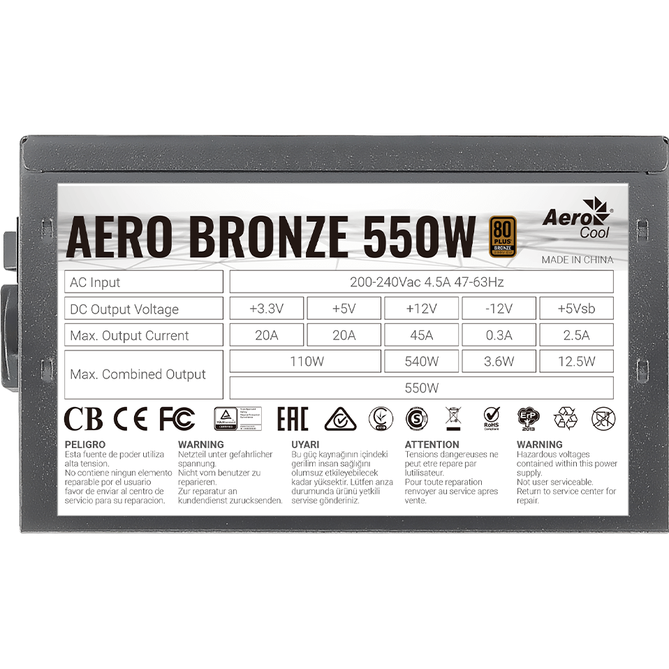 Barošanas bloks 550W AeroCool Aero Bronze - foto 6
