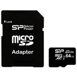 Atmiņas kartes 64Gb MicroSD Silicon Power Elite + SD adapter (SP064GBSTXBU1V10-SP)