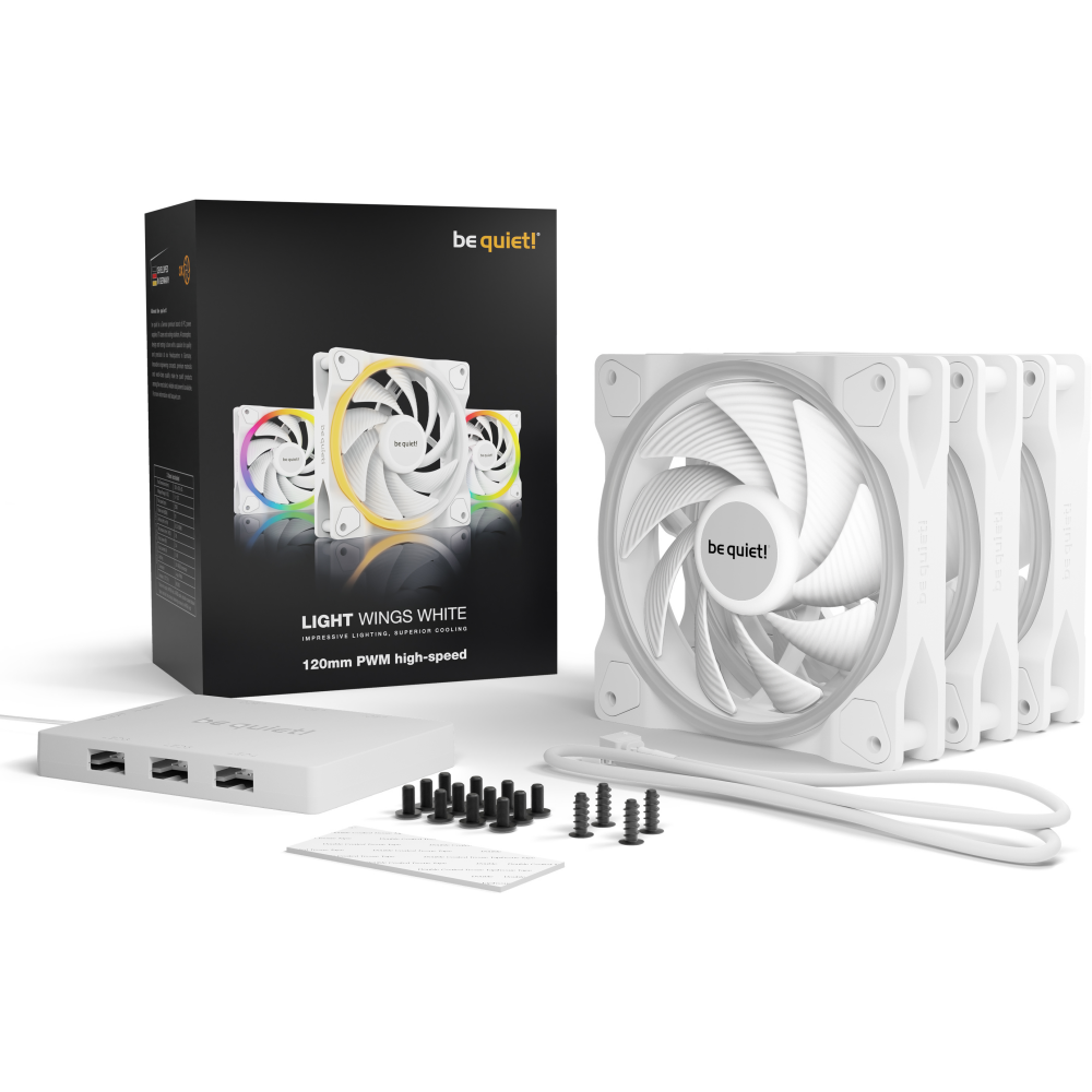 Ventilateur de boîtier Be Quiet Light Wings White 120mm High-Speed PWM, 3 pcs - BL101 - photo 4