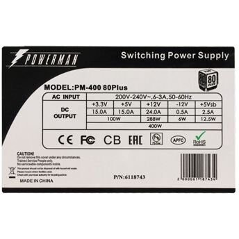 Bloc dalimentation 400W PowerMan PM-400ATX 80Plus OEM - 6118743 - photo 4