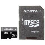 Atmiņas kartes ADATA 64Gb MicroSD + SD adapter (AUSDX64GUICL10-RA1)