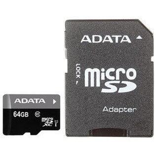 Atmiņas kartes ADATA 64Gb MicroSD + SD adapter (AUSDX64GUICL10-RA1)
